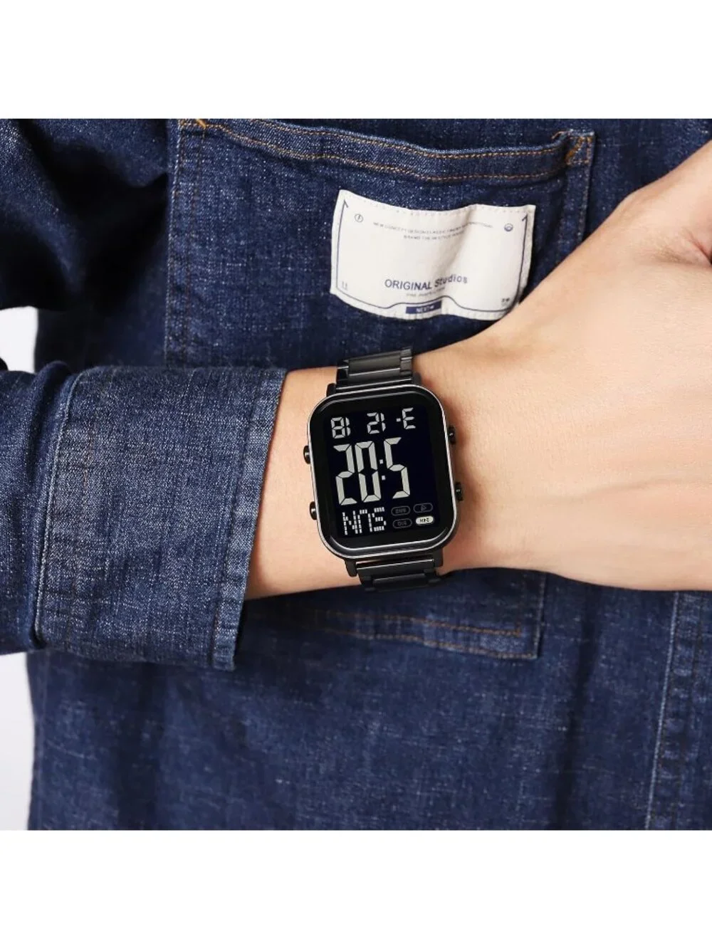 Unisex Rose Gold Analog Stainless Waterproof Electronic Square Digital Watch